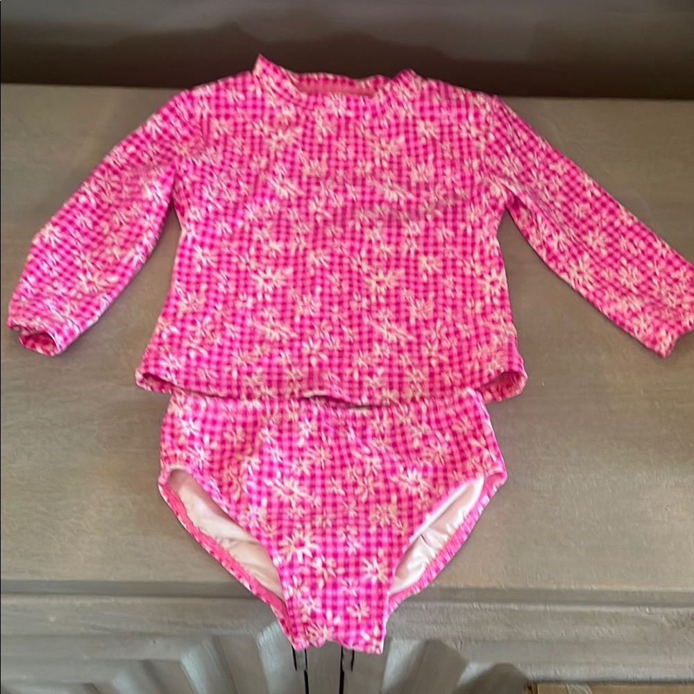Lilly Pulitzer Pink Floral Kids Swim Rashguard Set